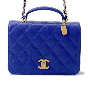 CHANEL Matelasse 2WAYBag Calfskin Blue AS4286
